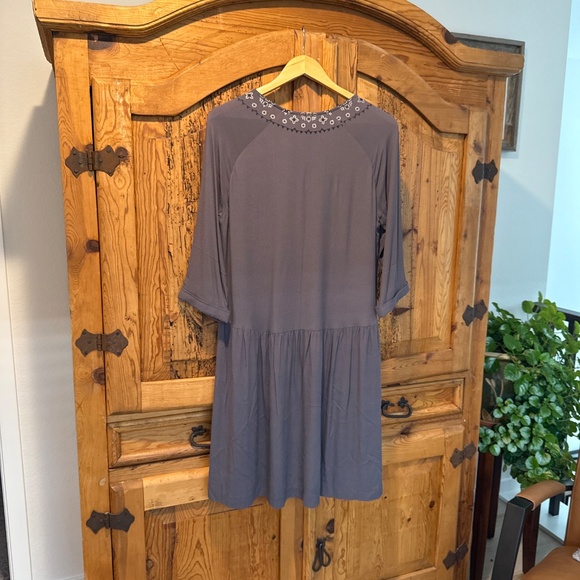 GARNET HILL Embroidered Boho Tunic Pocket Smock Dress 12 - Picture 3 of 3